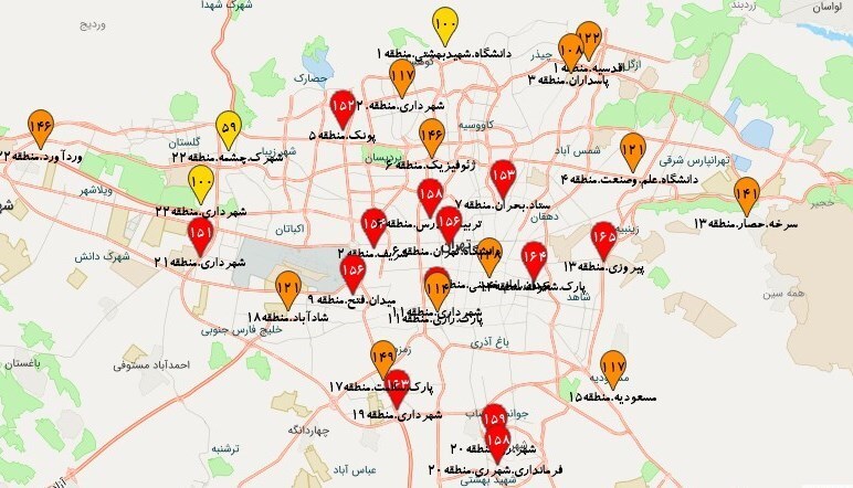 هوای تهران همچنان ناسالم/ ۱۳ نقطه در وضعیت قرمز